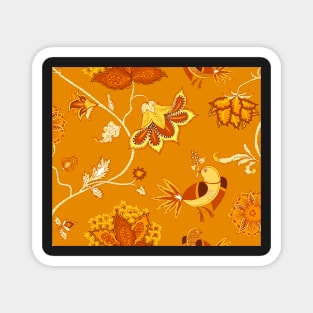 Exotic chintz with bird - orange Magnet