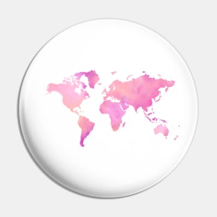 Pink Watercolor World Map Pin