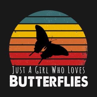 Just A Girl Who Loves Butterflies Retro Vintage T-Shirt