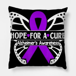 Butterfly Purple Ribbon Alzheimer Awareness Gift Pillow