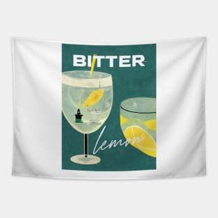 Bitter Lemon Retro Poster Lighthouse Bar Prints, Vintage Drinks, Recipe, Wall Art Tapestry