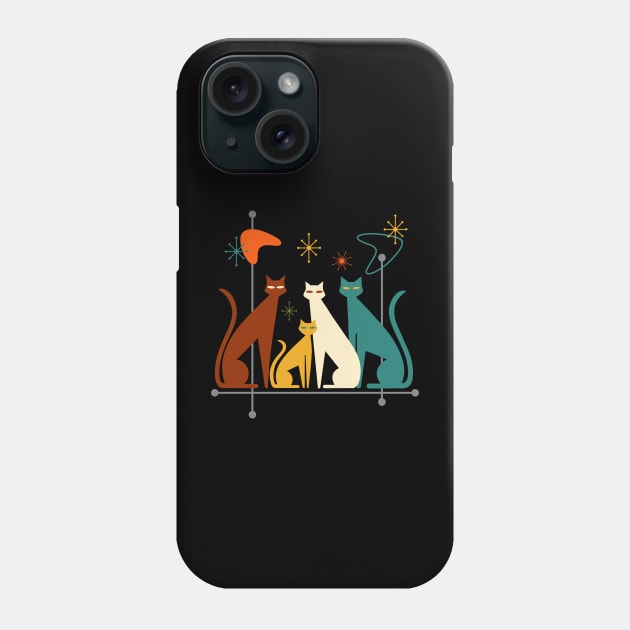 Retro Mid-Century Modern Look Cats 50s 60s Style Phone Case by gogo-jr