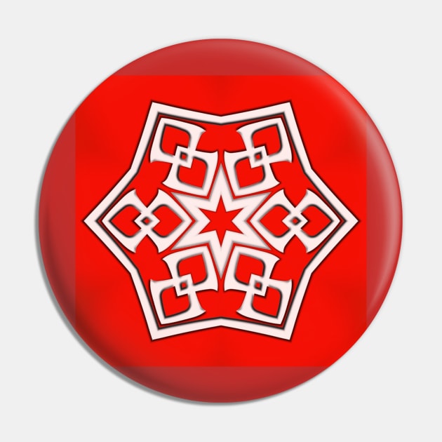 Bright Red Kaleidoscope Pattern (Seamless) 16 Pin by Swabcraft