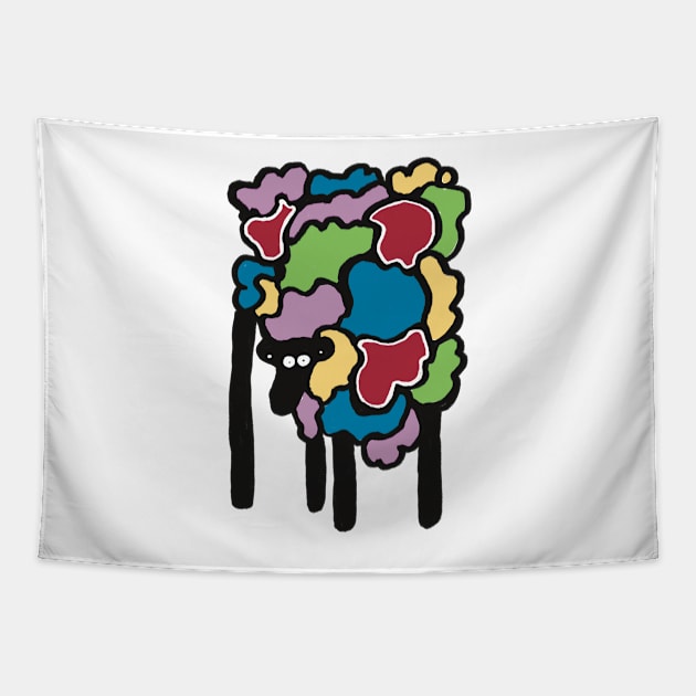 Multicoloured Sheep Tapestry by Shadoodles