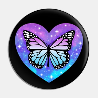 Heart Sky Stars Butterfly art Pin