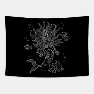 Skeleton Mermaid Goth Punk Tee Tapestry