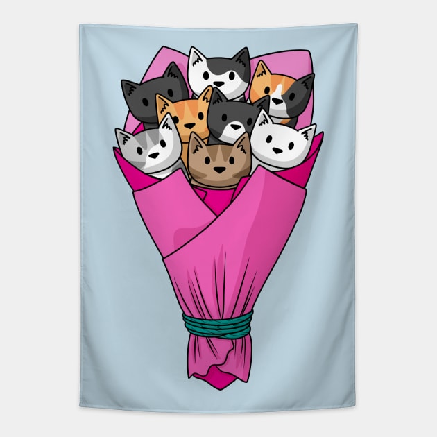 Cat bouquet Tapestry by Doodlecats 