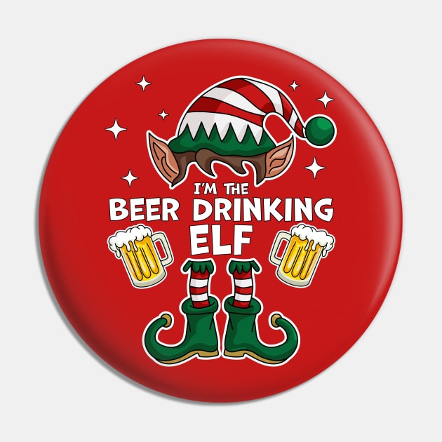 I'm The Beer Drinking Elf - Elf Matching Family Christmas Pin by OrangeMonkeyArt