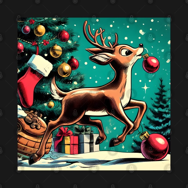 Illuminate the Holidays: Whimsical Rudolph the Red-Nosed Reindeer Art for Festive Christmas Prints and Joyful Decor! by insaneLEDP