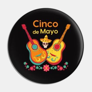 Print Cinco De Mayo Mexican Guitar Pin