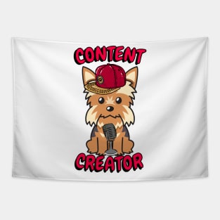 Cute yorkshire terrier is a content creator Tapestry