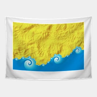 Abstract Sand and Waves Beach Background Tapestry