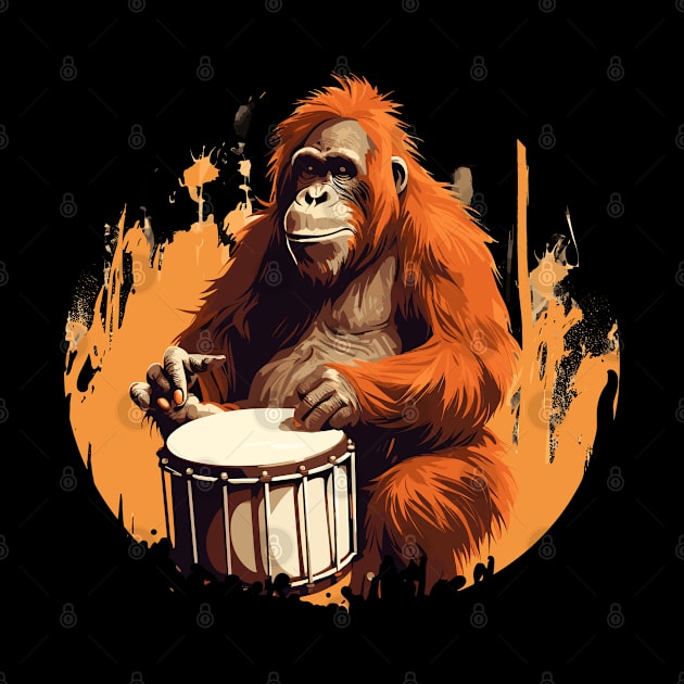 Orangutan playing drums by Graceful Designs