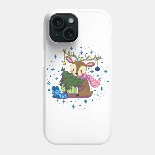 Charlie the reindeer with a pine Phone Case by Ancsi