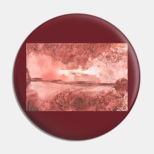 Landscape, nature. Encaustic wax art. Painting drawing Pin