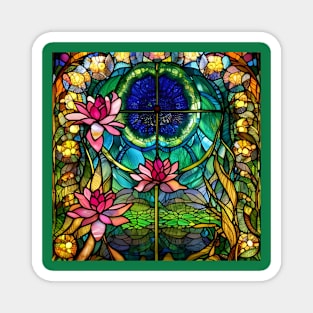 Stained Glass Lotus Flowers Magnet