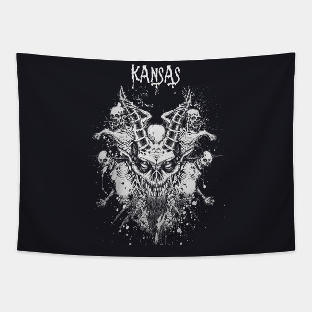 Dragon Skull Play Kansas Tapestry by Teropong Kota