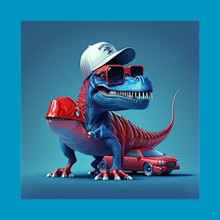 little dinosaur on a red sports car T-Shirt