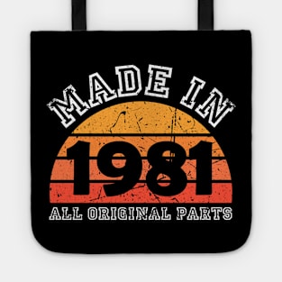 Made 1981 Original Parts 40th Birthday Tote