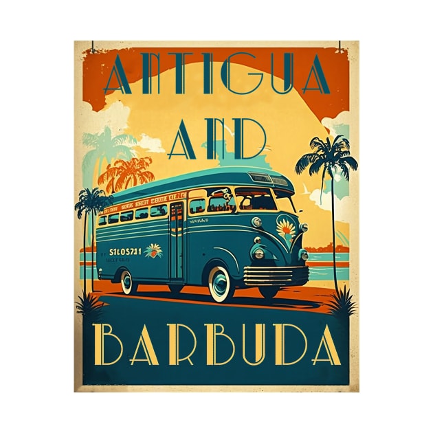 Antigua and Barbuda Vintage Travel Art Poster by OldTravelArt