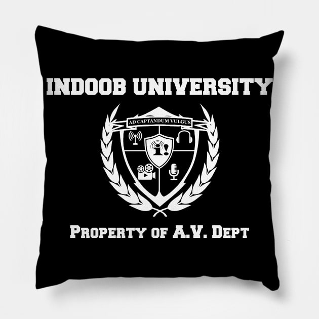 IU: A/V Dept (white print) Pillow by tsterling