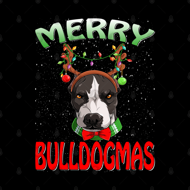 Merry Bullmas Ugly Bulldog Christmas Xmas Pajamas T-Shirt by intelus