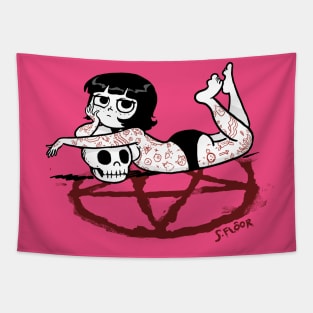 bored satanist girl Tapestry