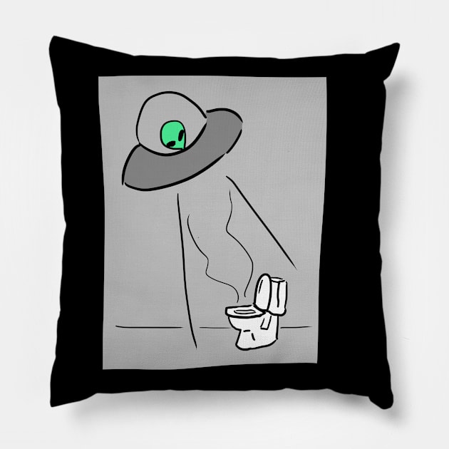 UFO abducting toilet Pillow by Alien-thang