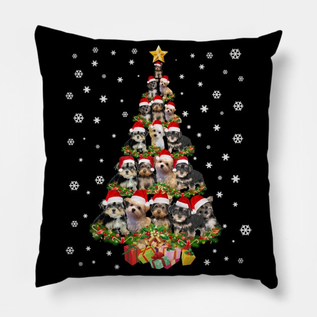 Cute Morkie dog Christmas Tree gift decor Xmas tree Pillow by schaefersialice