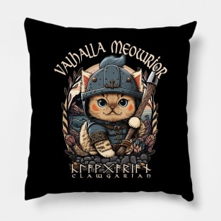 Nordic Norse Valhalla Viking Cat Warrior Pillow