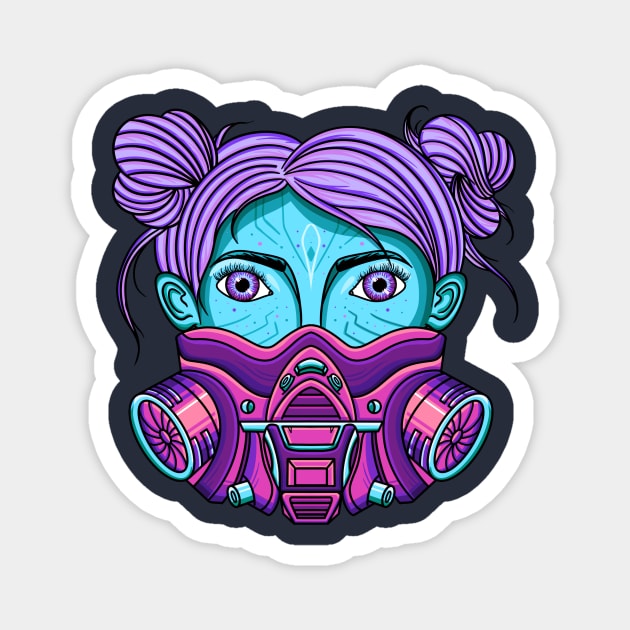 Tech Gas mask Quarantine Girl Magnet by nataliesnow24