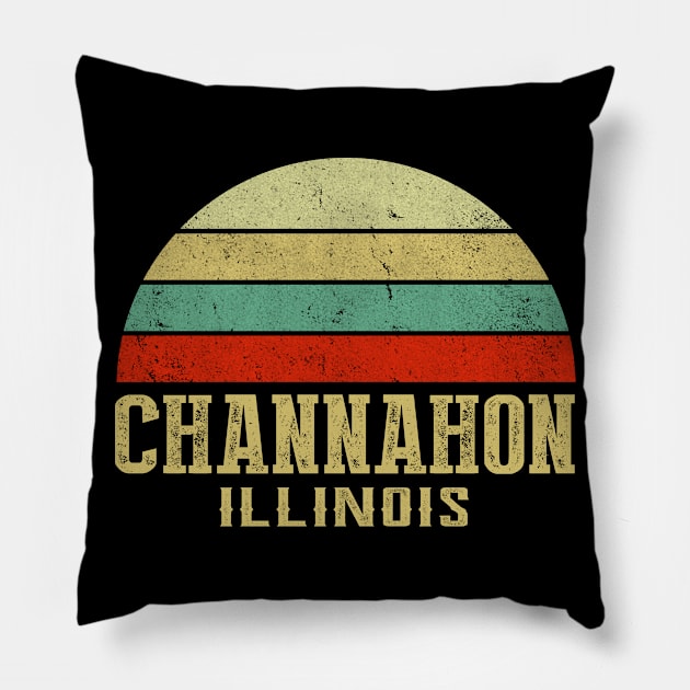 ILLINOIS - Vintage Retro Sunset CHANNAHON, IL Shirt Pillow by LIPTIN