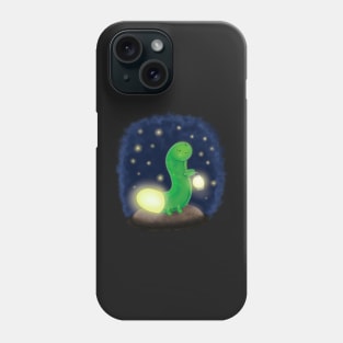 Cute green glow worm with lantern cartoon illustration Phone Case