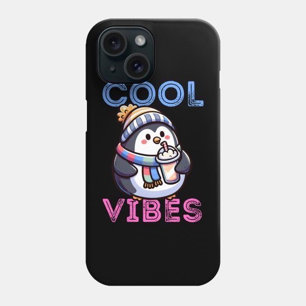 Cool Vibes - cute penguin having a milkshake Phone Case by Ingridpd