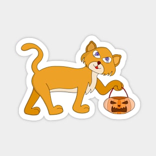 Yellow Pumpkin Cat Magnet