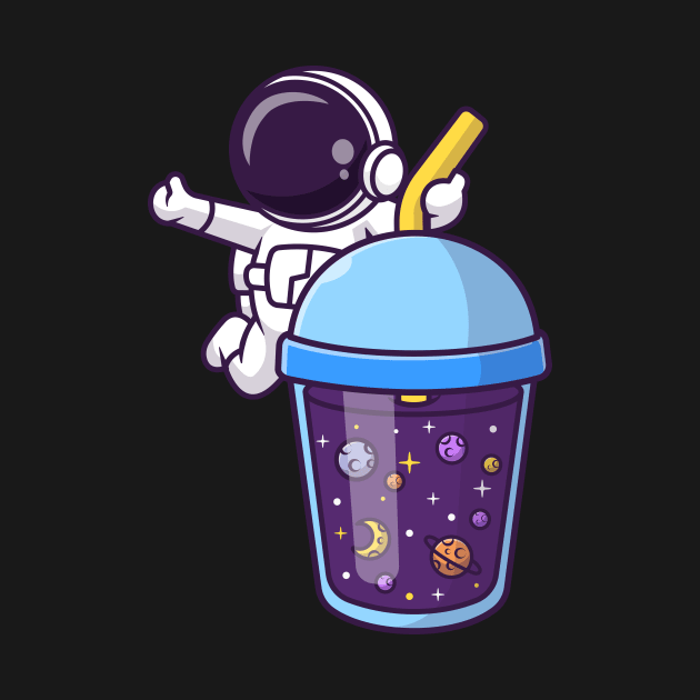 Cute Astronaut With Space Drink Cartoon by Catalyst Labs