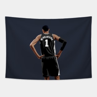 Victor Wembanyama Vector Back Black Qiangy Tapestry