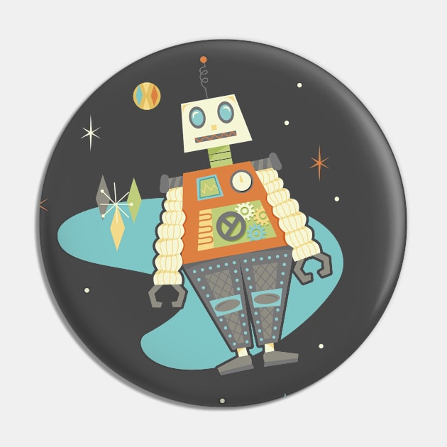 Vintage Inspired Robots in Space Pin by latheandquill