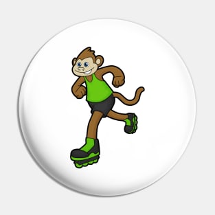 Monkey as Skater with Inline skates Pin