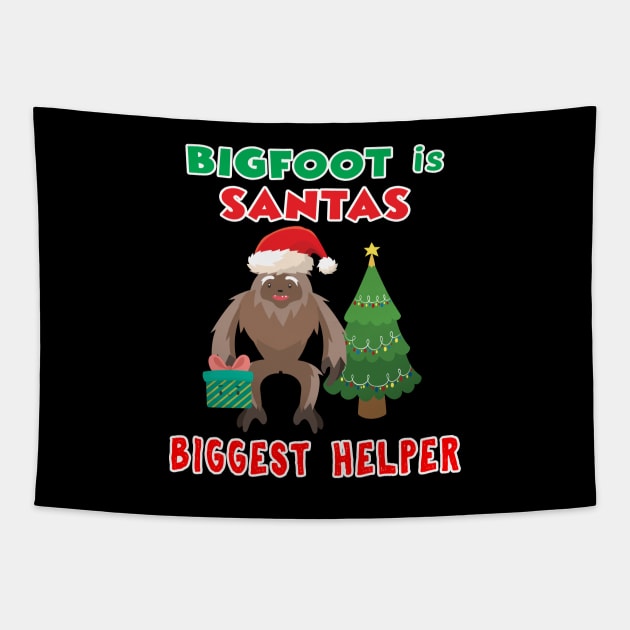 Santas Biggest Helper Squatchy Christmas Present. Tapestry by Maxx Exchange