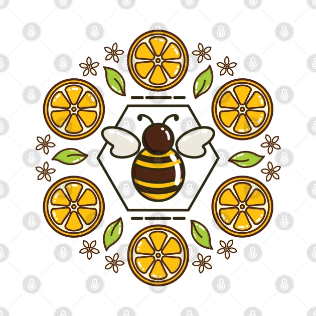 Honey Bee and Lemon Mandala | White by Wintre2