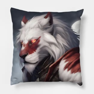 fantasy lion knight red Pillow