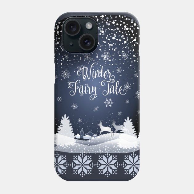 Winter Holiday Fairy Tale Snowy Forest and Reindeer Phone Case by sofiartmedia