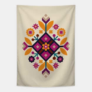 Bulgarian Folk Art Floral Ornament Tapestry