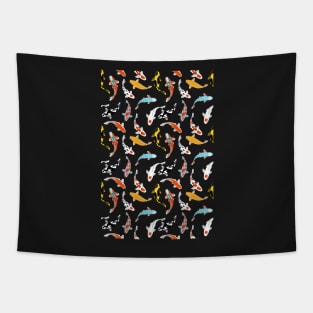 Koi Fish | Seamless Pattern | Teal Colour Background | Koi Design Tapestry