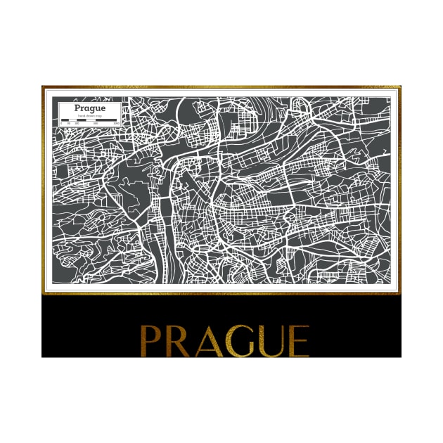 Golden Prague city map by RoseAesthetic