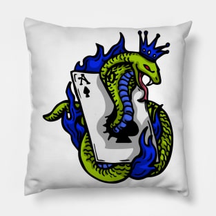 Snake Cobra Fire Green Blue Pillow