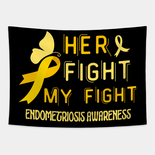 Her Fight My Fight Ribbon Endometriosis Awareness Tapestry by Point Shop