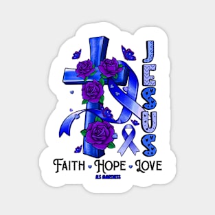 ALS Awareness - Jesus Cross ribbon Faith Magnet