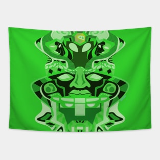 radioactive zentangle olmec sentinel head ecopop Tapestry